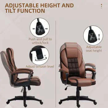 HOMCOM Faux Leather Office Chair in Brown