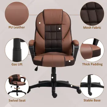 HOMCOM Faux Leather Office Chair in Brown