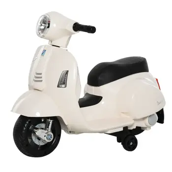 HOMCOM Vespa Licensed Kids Ride On Motorcycle 6V Battery Powered Electric Trike Toys for 18-36 Months with Horn Headlight White
