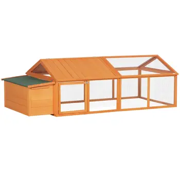 Wooden Chicken Coop with Nesting Box, Openable Roof, for 4-8 Chickens, Ducks, Orange | PawHut