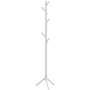 Eight-Hook Wooden Coat Rack in White | HOMCOM