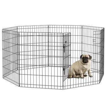 8 Panel DIY Dog Pen with Door for Dogs, Small Animals, Indoor/Outdoor Use, 61cm High | PawHut