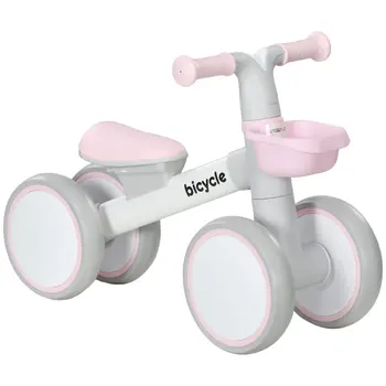 Kids Balance Bike for 1-3 Years Old with Adjustable Seat, Silent Wheels in Pink by AIYAPLAY
