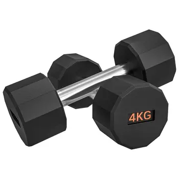2 x 4kg Dumbbells Weights Set with 12-Sided Shape and Non-Slip Grip for Men Women Home Gym Workout by SPORTNOW