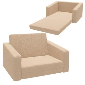 Kids 2 in 1 Sofa Beds Convertible Sofa Armchair, Foldable Recliner for Bedroom, Playroom, Living Room | AIYAPLAY