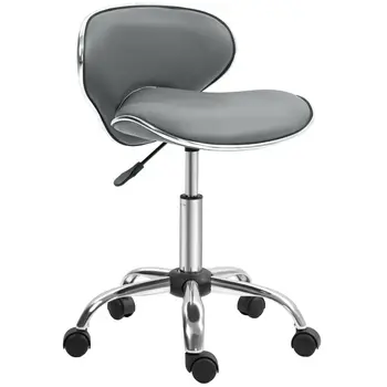 HOMCOM Adjustable Rolling Swivel Beauty Salon Chair, Stool for Spa in Grey
