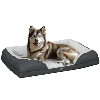 PawHut Calming Dog Bed Pet Mattress with Removable Cover, Anti-Slip Bottom, for Large Dogs, 120L x 80W x 22Hcm - Charcoal Grey