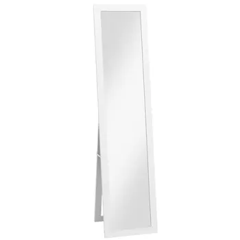 HOMCOM Rustic Full Length Mirror, Hanging and Freestanding Floor Mirror, Farmhouse Decorative Wall Mirror, for Living Room, Bedroom, 157 cm in White