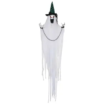 HOMCOM 204cm 80" Hanging Ghost Outdoor Halloween Decoration, Halloween Animatronic with Sound Activated, Light Up Eyes, Sound Effects, Animated Prop for Haunted House