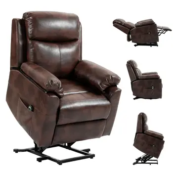 Riser and Recliner Chair, Lift Chair with Remote Control, Side Pockets, Pocket Spring in Dark Brown by HOMCOM
