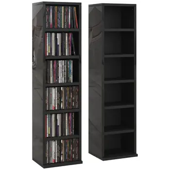 HOMCOM Set of Two 102 CD Storage Units in High Gloss Black