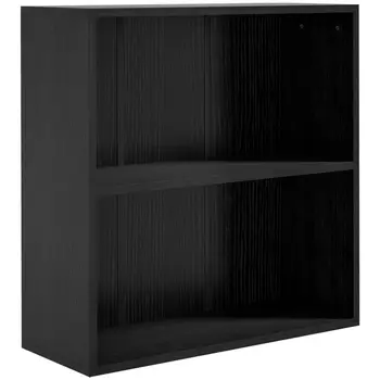 HOMCOM 2 Tier Bookshelf, Low Bookcase with Adjustable Shelf, 2 Compartments for Home Office, Living Room, Study in Black