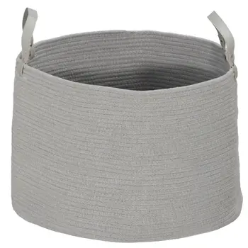 HOMCOM 88L Cotton Rope Laundry Basket with Handles in Grey