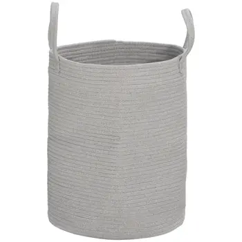 HOMCOM 36L Cotton Rope Laundry Basket, with Handles in Grey