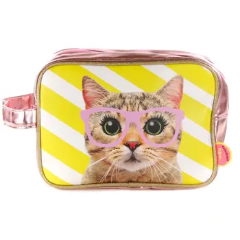 Toilettas Poes met roze bril