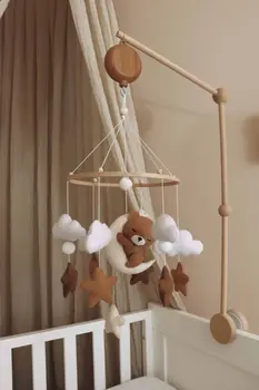 Wooden baby mobile arm fixed