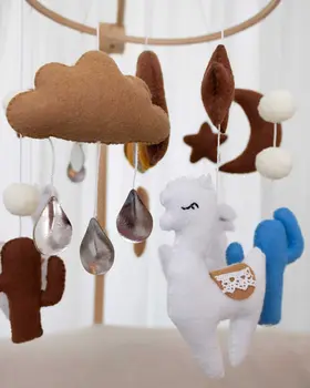 Complete set Handmade Lama baby mobile (Mobile + Arm + Box)