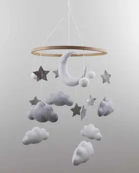 Complete set Handmade Moon And Stars baby mobile (Mobile + Arm + Box)