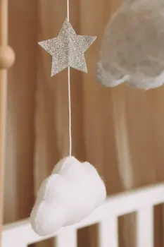 Complete set Handmade Moon And Stars baby mobile (Mobile + Arm + Box)