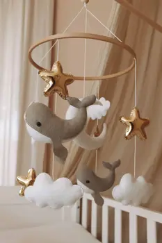 Handmade Little Whales baby mobile