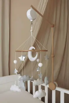 Complete set Handmade Moon And Stars baby mobile (Mobile + Arm + Box)