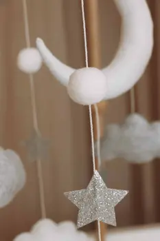 Complete set Handmade Moon And Stars baby mobile (Mobile + Arm + Box)