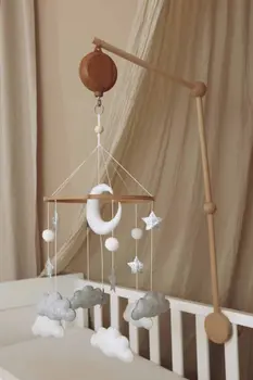 Complete set Handmade Moon And Stars baby mobile (Mobile + Arm + Box)