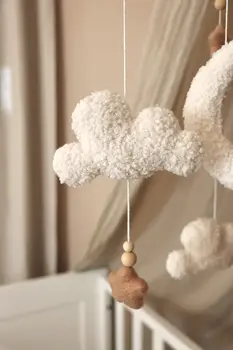 Handmade fluffy clouds baby mobile