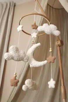 Handmade fluffy clouds baby mobile