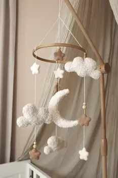Handmade fluffy clouds baby mobile