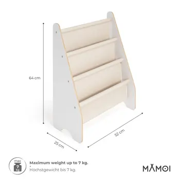 MAMOI® Bücherregal für kinder, Bücherkiste für kinderzimmer, Book shelf, Buchregal, Wandregal kinderregal, Kinderbücherregal, Bücherbank aus Yarnwood, Kindermöbel für kleines kind montessori