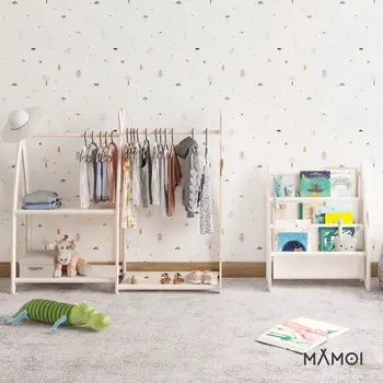 MAMOI® Bücherregal für kinder, Bücherkiste für kinderzimmer, Book shelf, Buchregal, Wandregal kinderregal, Kinderbücherregal, Bücherbank aus Yarnwood, Kindermöbel für kleines kind montessori