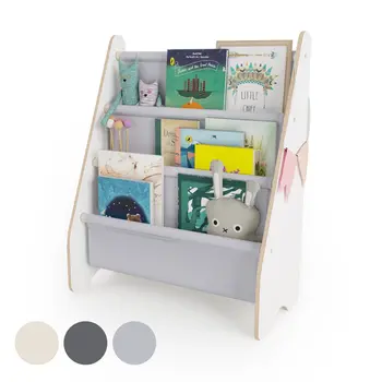 MAMOI® Book shelf for kids Light grey, Bookcase for childrens room, Small bookshelf for toddler, Child bookcases and shelves, Wall stand storage and furniture for bedroom