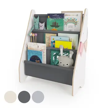 MAMOI® Book shelf for kids Grey, Bookcase for childrens room, Small bookshelf for toddler, Child bookcases and shelves, Wall stand storage and furniture for bedroom