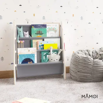 MAMOI® Bücherregal für kinder, Bücherkiste für kinderzimmer, Book shelf, Buchregal, Wandregal kinderregal, Kinderbücherregal, Bücherbank aus Yarnwood, Kindermöbel für kleines kind montessori