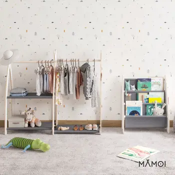 MAMOI® Bücherregal für kinder, Bücherkiste für kinderzimmer, Book shelf, Buchregal, Wandregal kinderregal, Kinderbücherregal, Bücherbank aus Yarnwood, Kindermöbel für kleines kind montessori