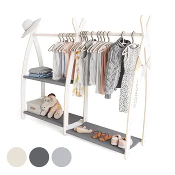 MAMOI® Portant vetement enfant 95x106x32cm | Portant a vetement Yarnwood | Penderie vetement armoire enfant bebe | Meubles enfants bois meuble vetement | 100% ECO | Fabriqué dans l'UE