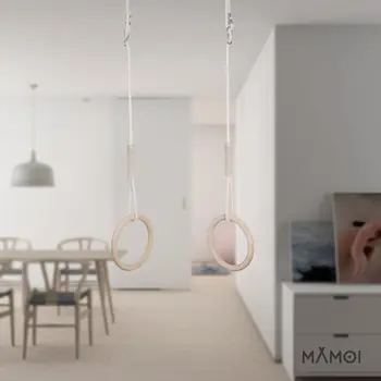 MAMOI® Trapeze bar baby swing, Indoor gymnastic rings, Monkey bars gorilla gym, Gymnastics pull up equipment for kids, Olympic rings and swings for calisthenics