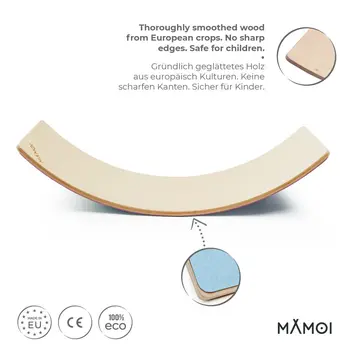 MAMOI® Balance Board für Kinder, Balance wippe, Balancieren und Gleichgewichtstrainer, Balanceboard, Balanceboards indoor, Balancierbrett, Wobble Board aus Holz, Balance-board mit matte ab 4