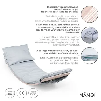 MAMOI® Balance Board für Kinder, Balance wippe, Balancieren und Gleichgewichtstrainer, Balanceboard, Balanceboards indoor, Balancierbrett, Wobble Board aus Holz, Balance-board mit matte ab 13