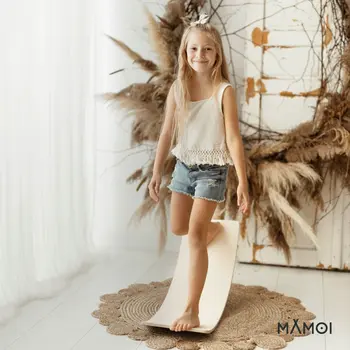 MAMOI® Wooden balance board for kids, Rocker seesaw, Baby balancing games, Toddler balance game, Wobble board, Play equipment for children, montessori sensory toys