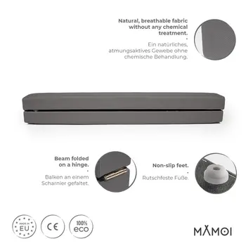 MAMOI® Gymnastics beam for kids Grey (200 cm), Padded non-slip folding balance beam, Kids gym equipment at home, Gymnastic floor beams & bases for children