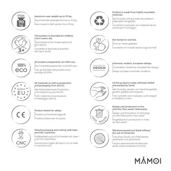 MAMOI® Rope ladder durable climbing ladder for children made of wood and cotton cord | Scandinavian design | 100% ECO | Made in the EU