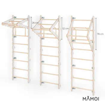 MAMOI® Klettergerüst Indoor, Sprossenwand für kinderzimmer, Turnringe kinder für klettern, Kletterwand und spielgeräte Yarnwood, Turngeräte mit Klimmzugstange für drinnen, Sportgeräte ab 3 jahre