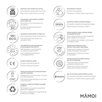 MAMOI® Espalier en bois, Mur escalade suedois pour enfant, Échelle suedoise pour bebe, Jeux descalade et gym avec accessoires, Barre et anneaux gymnastique