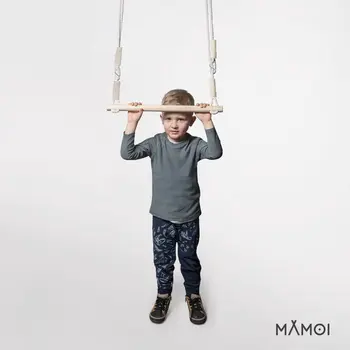 MAMOI® Anneaux gymnastique, Anneau balancoire en bois, Trapèze cirque, Balançoire trapeze pour bebe, Barre de gymnastique et accessoire de gym pour bébé