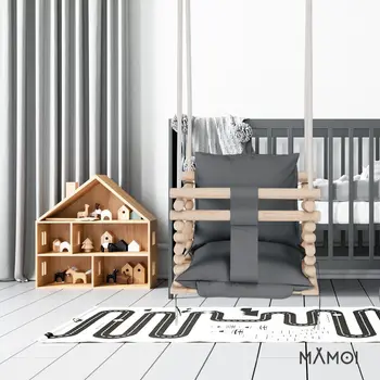 MAMOI® Babyschaukel, Schaukel Indoor, Holzschaukel für baby und Kinder, Kinderschaukel, Schaukeln aus Holz, Kleinkinderschaukel für kinderzimmer und türrahmen ab 1 jahr, 3 in 1