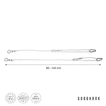 MAMOI® Corde à balancier réglable 85-140 cm | 2 x rallonge de corde à balancier avec mousqueton métallique | Corde en coton naturel avec mousqueton | 100% ECO | Fabriqué dans l'UE
