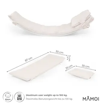 MAMOI® Oreiller de Planche D`équilibre Beige | Tapis de Planche D'équilibre | Tapis de Balance Board | Matériau de la Planche D`équilibre | Coussin pour Balance Board | CE | 100% ECO | Made in EU