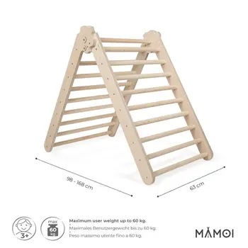 MAMOI® Triangle descalade interieur pour enfant, Mur escalade intérieur en bois pour bebe à partir de 1/2/3 an, Motricité libre montessori